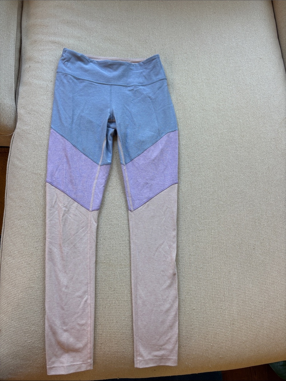 Outdoor Voices Colorblock Leggings - Blue, Lavender & Cream